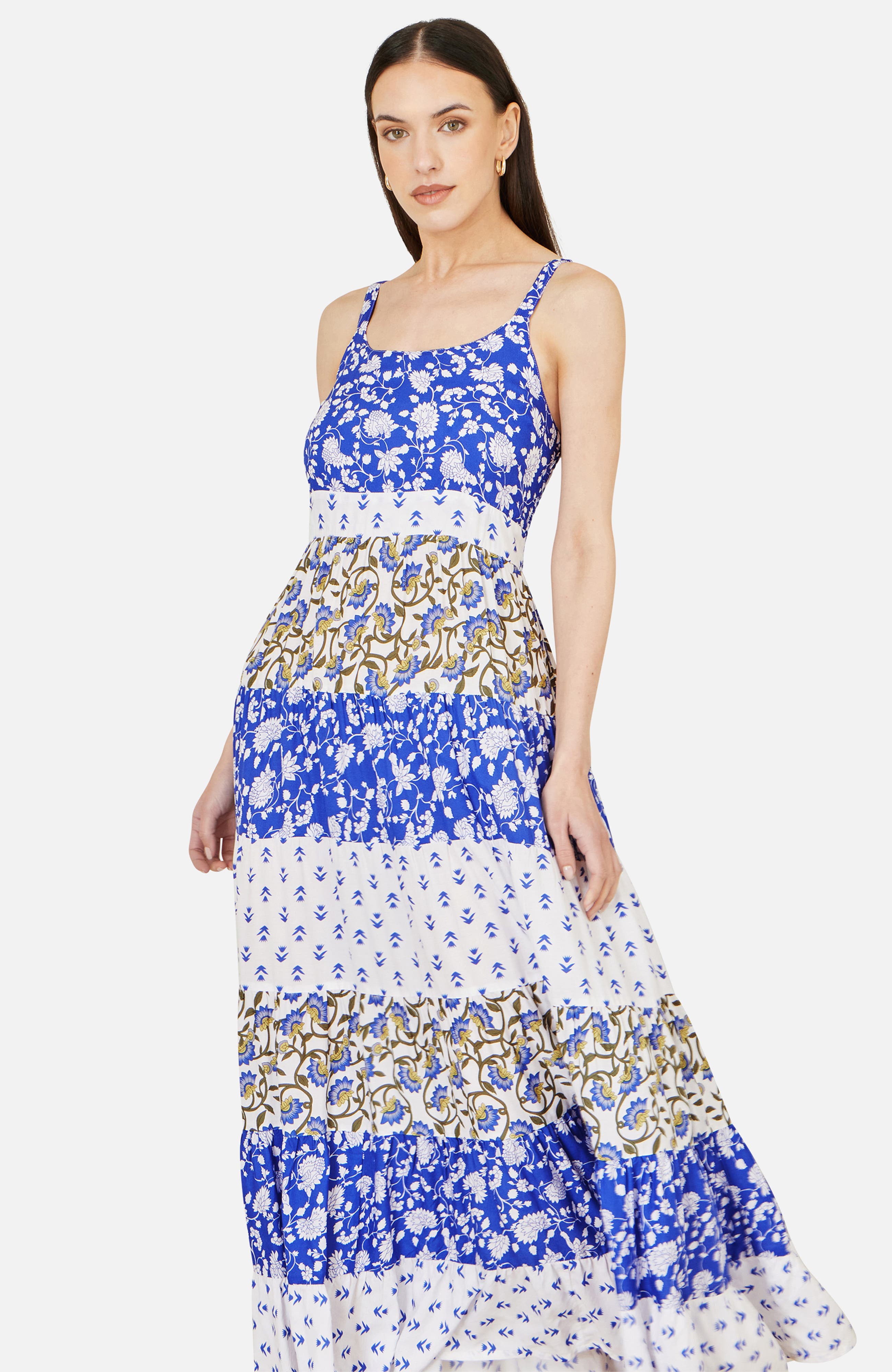 Yumi Patchwork Print Tiered Maxi Dress (Women) | Nordstrom