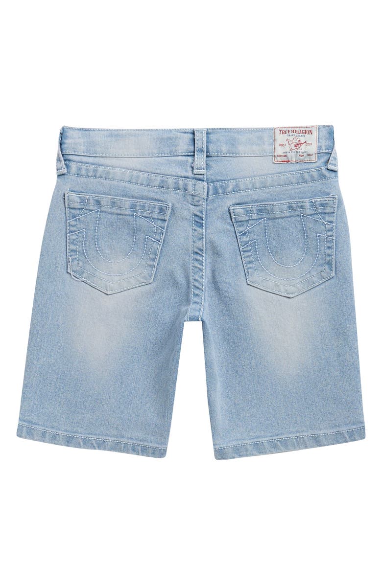 True Religion Kids' Logo Graphic Denim Shorts, Alternate, color, Cool Blue