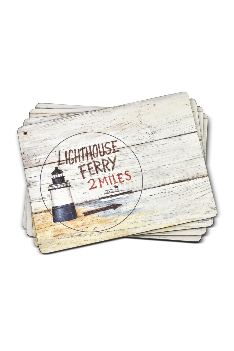 Coastal Signs Set of 4 Cork Back Placemats, Main, color, Multi