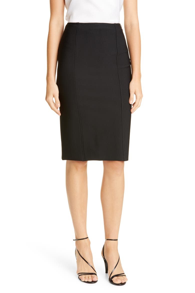 Sculpted Milano Knit Pencil Skirt, Main, color, CAVIAR
