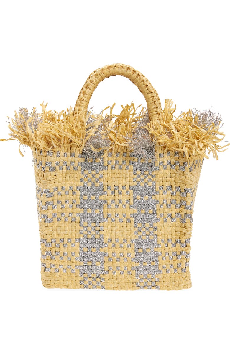 Pamela Munson Mini Check Mate Raffia Handbag, Alternate, color, Silver