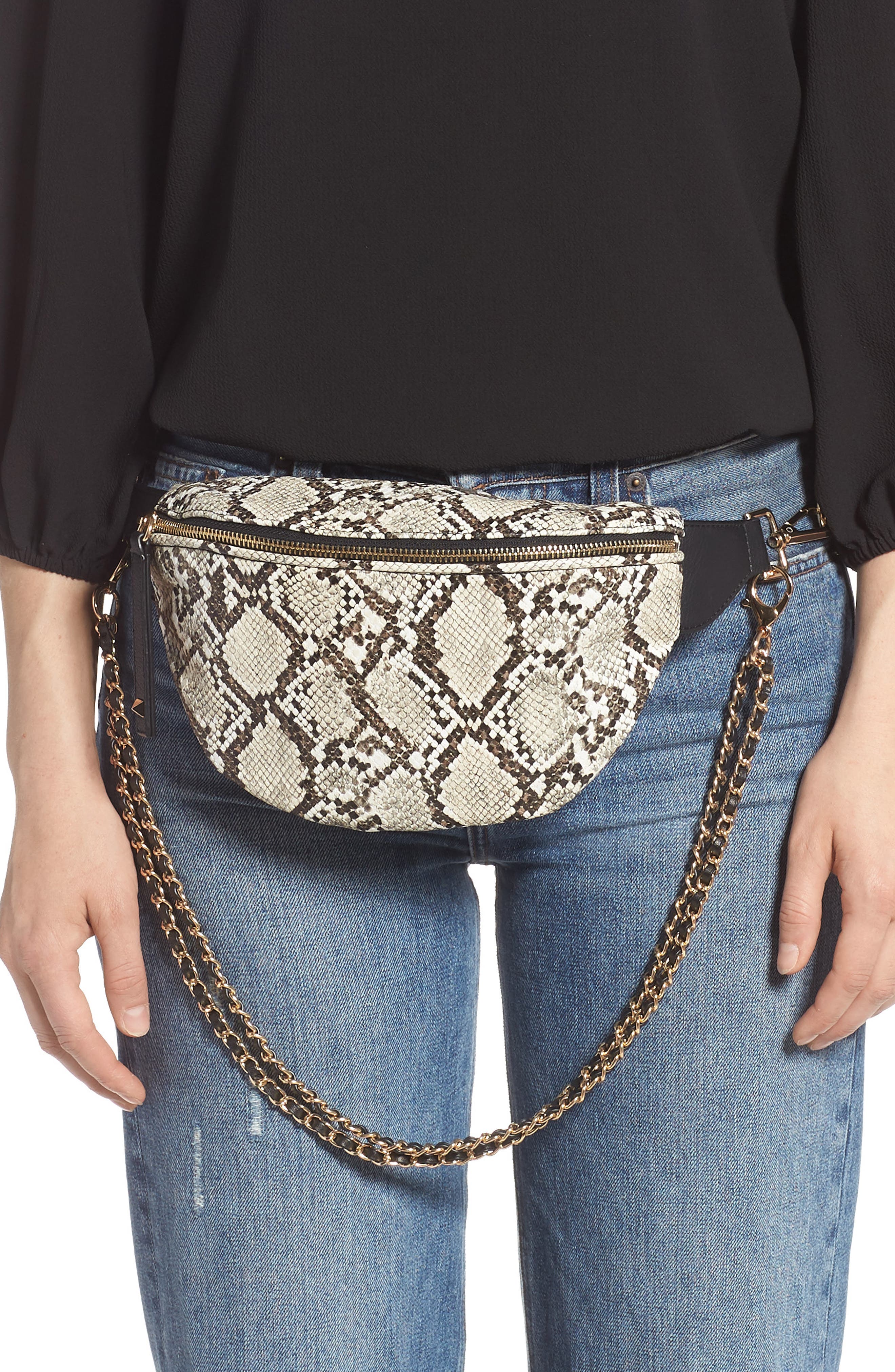 Like Dreams Animal Print Convertible Leather Belt Bag, Alternate, color, 