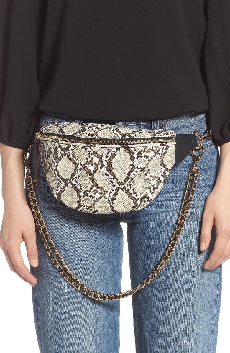 Like Dreams Animal Print Convertible Leather Belt Bag, Alternate, color,