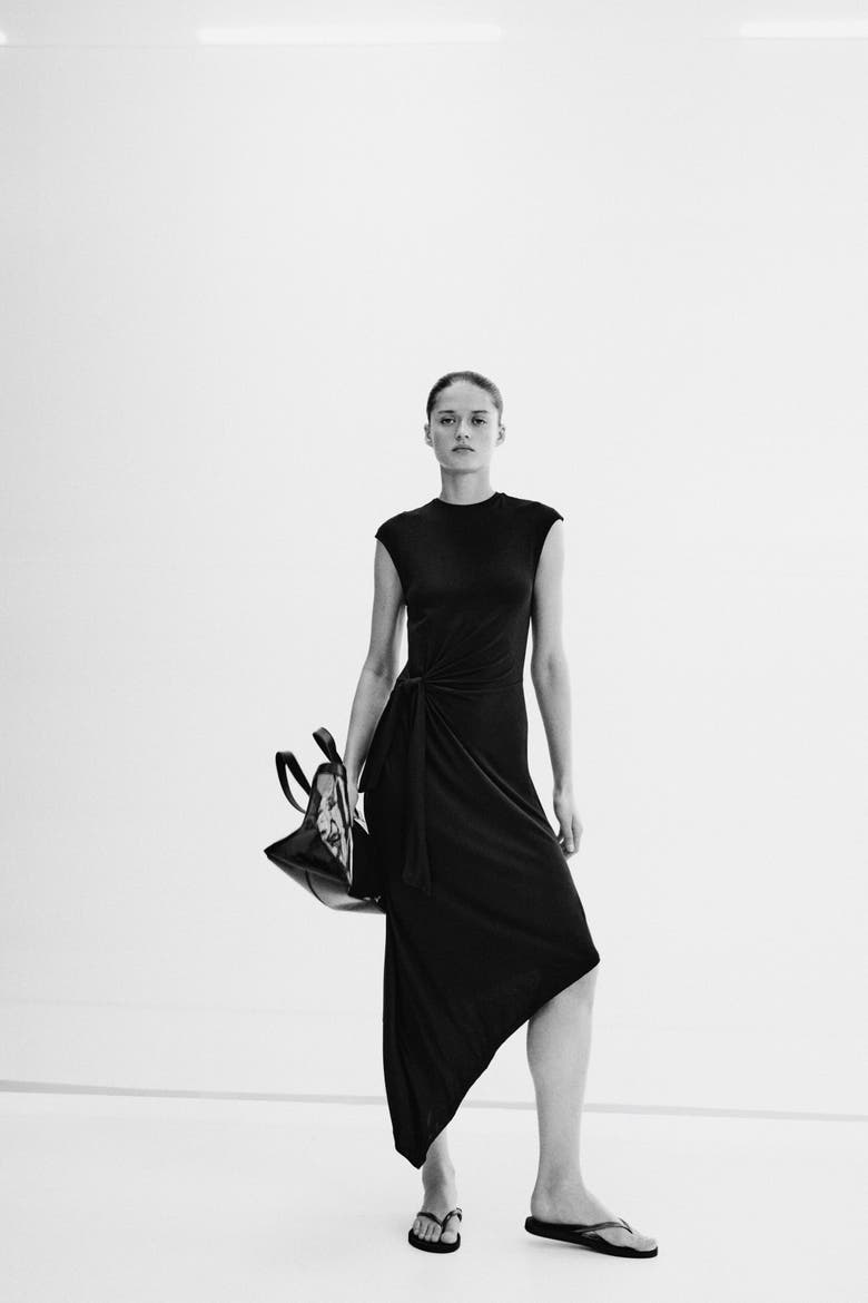 Asymmetric Tie-detail Dress, Alternate, color, Dark plum purple