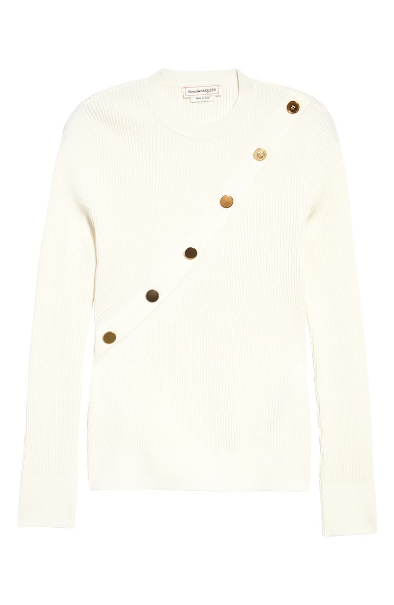 McQueen Alexander McQueen Button Sash Rib Sweater, Main, color,