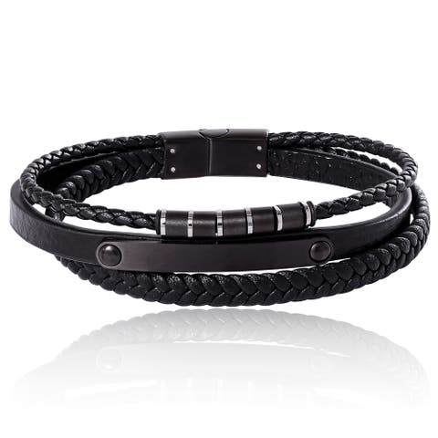 Stainless Steel 3-Row Cord Bracelet