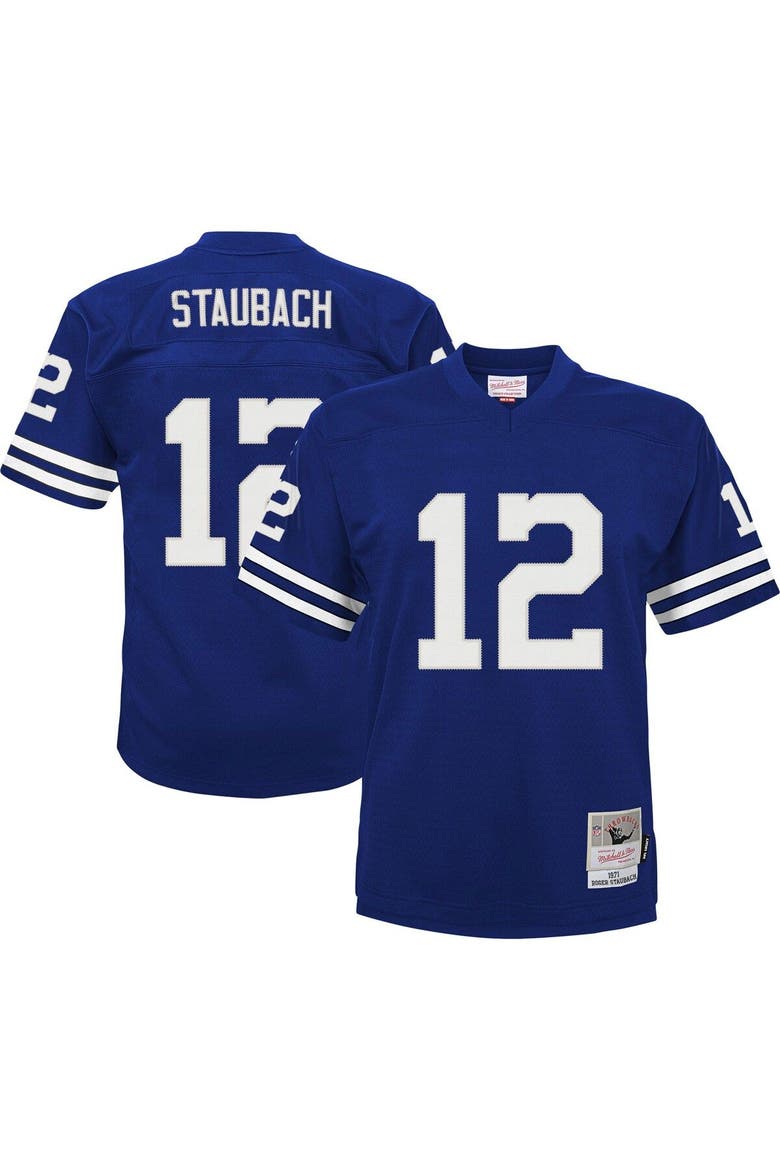 Youth Mitchell & Ness Roger Staubach Navy Dallas Cowboys Retired Player Legacy Jersey, Main, color, Navy