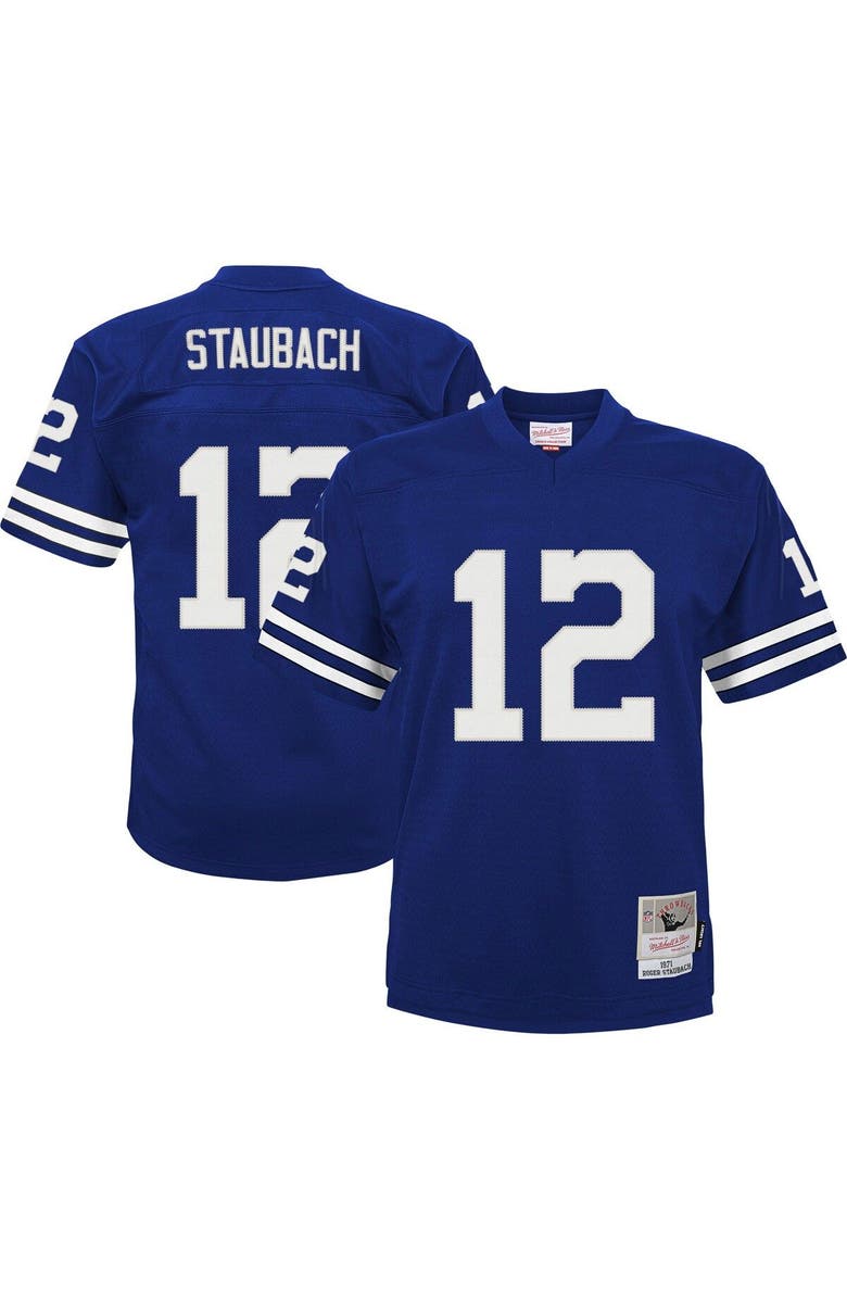 Mitchell & Ness Youth Mitchell & Ness Roger Staubach Navy Dallas Cowboys Retired Player Legacy Jersey, Main, color, Navy