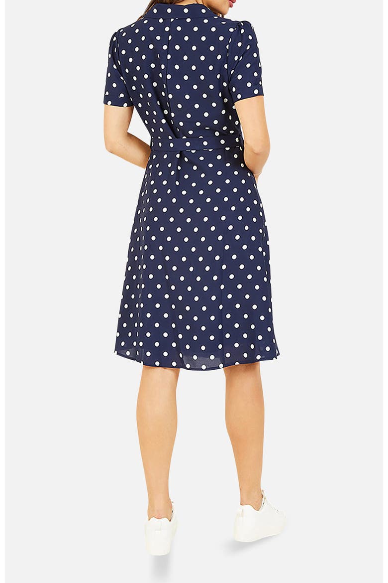 Retro Shirt Polka Dot Dress, Alternate, color, Navy