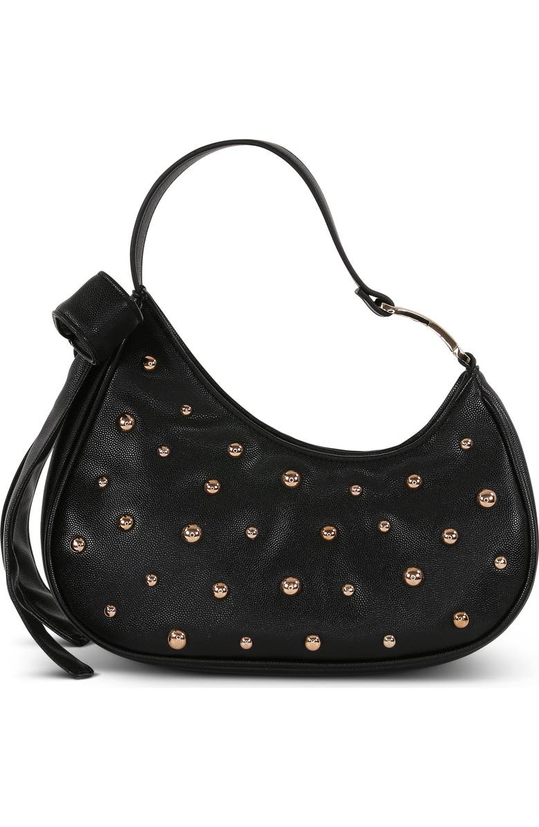 Jewel Badgley Mischka Arabella Studded and Bow Shoulder Clutch, Main, color, Black