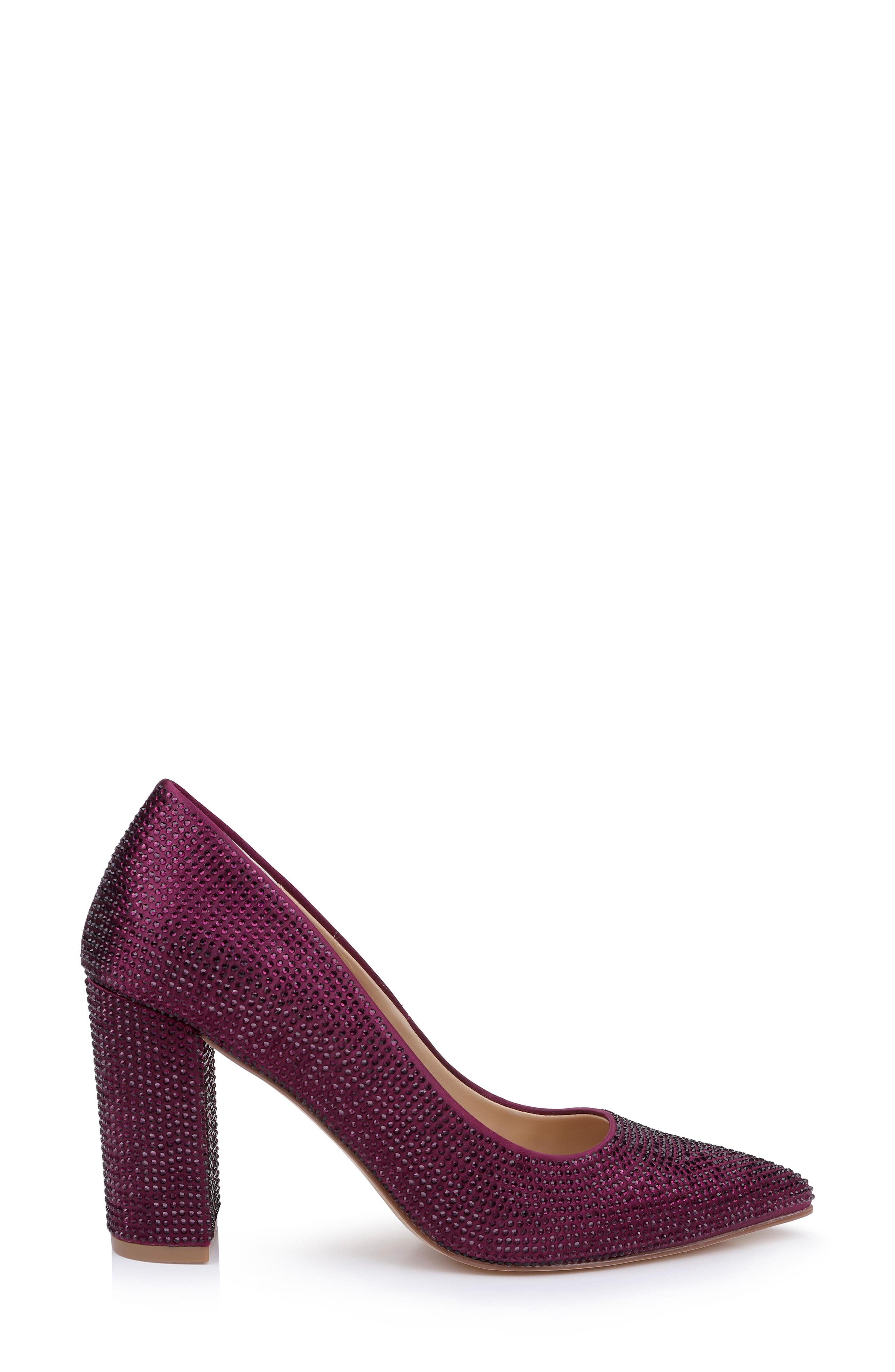 Banee II Crystal Pointed Toe Pump, Alternate, color, BORDEAUX SATIN