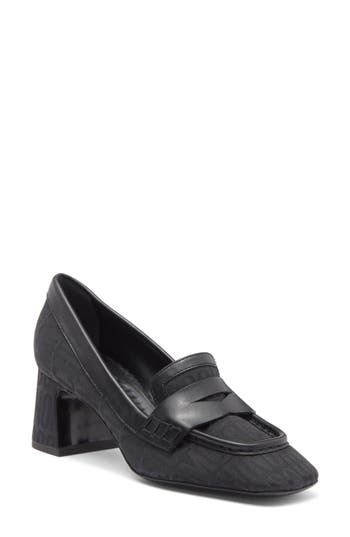 Moschino Logo Jacquard Loafer Pump In Black