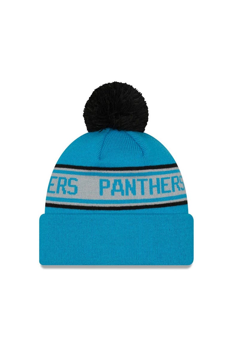 Men's New Era Blue Carolina Panthers  Repeat Cuffed Knit Hat with Pom, Alternate, color, Blue