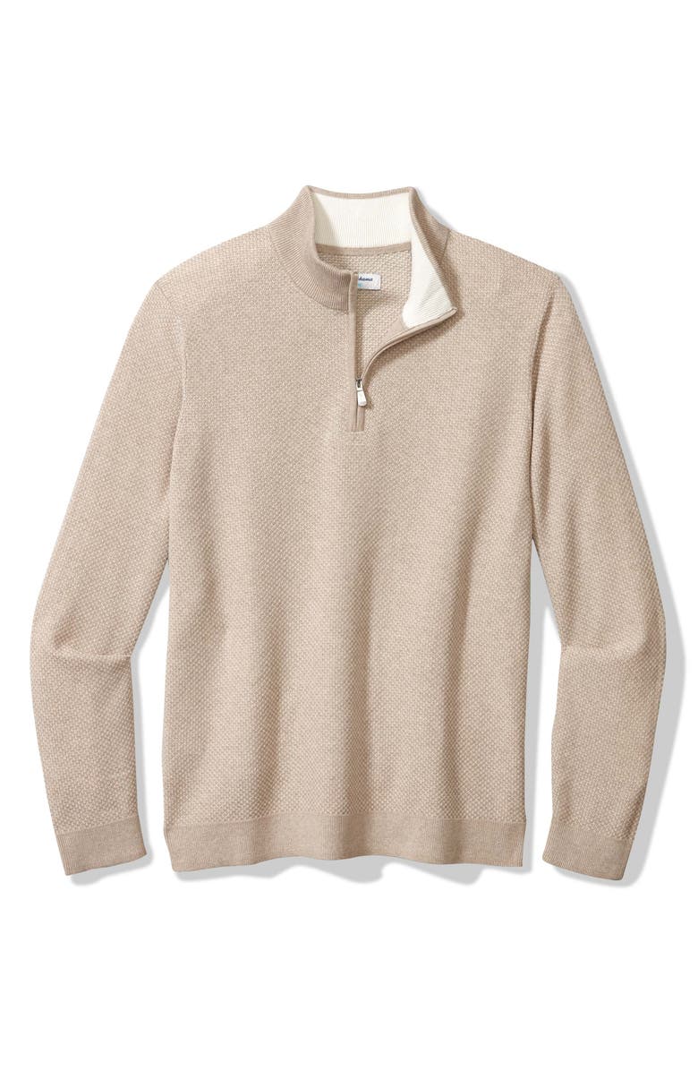Tommy Bahama Coolside Legend IslandZone<sup>®</sup> Quarter Zip Sweater, Main, color, Rustic Lin