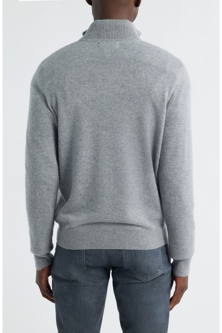 Quarter Zip Cashmere Sweater, Alternate, color, GREY DECEMBER HEATHER