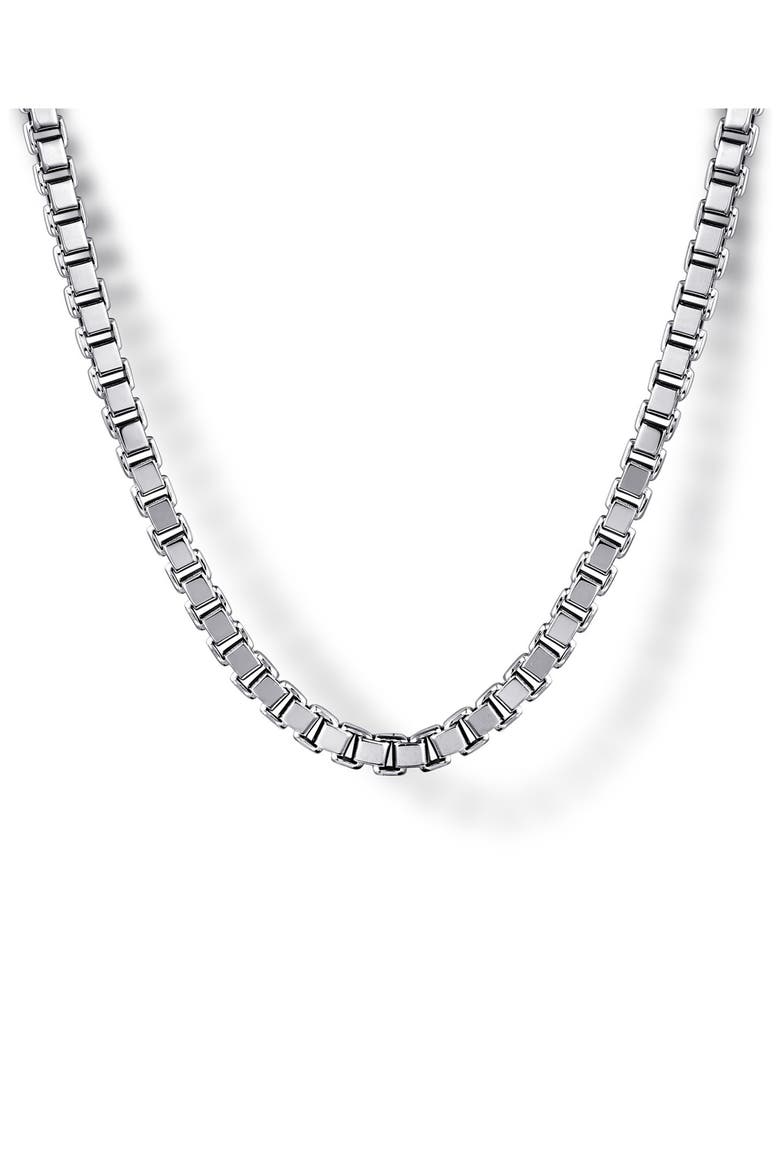 Facets Sterling Silver Box Chain Necklace, Main, color, STERLING SILVER