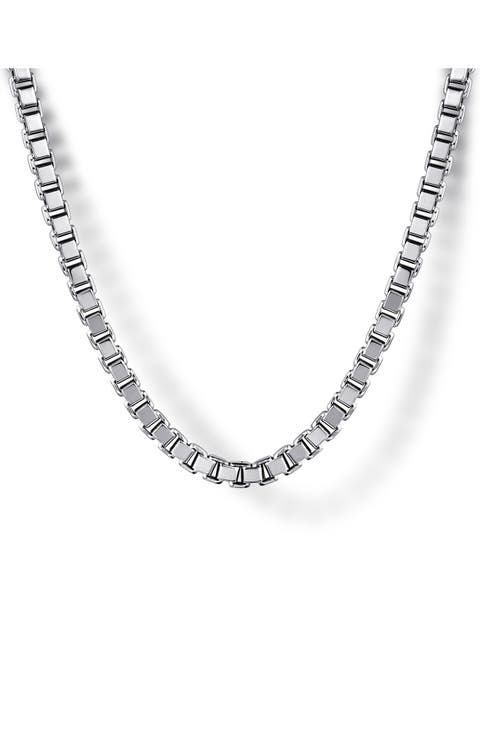 Facets Sterling Silver Box Chain Necklace