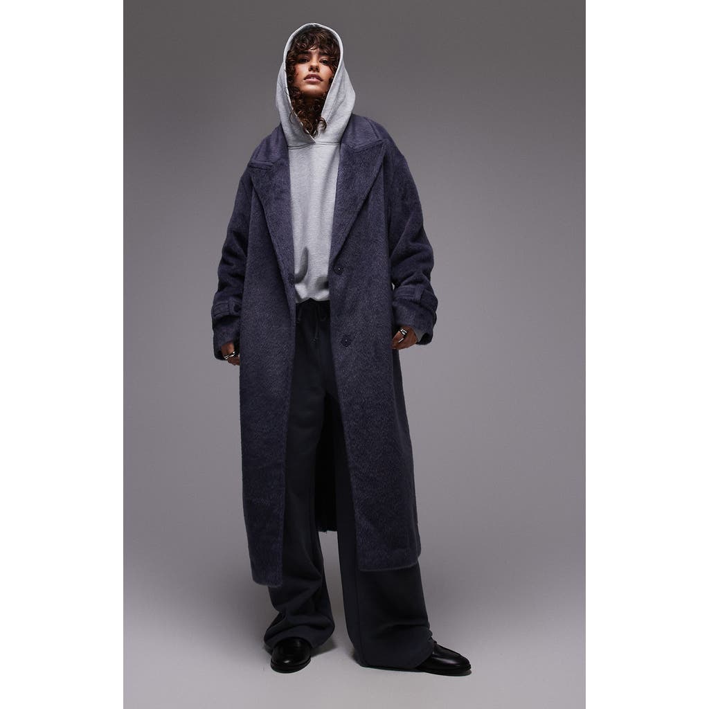 Topshop Chuck On Faux Fur Longline Coat