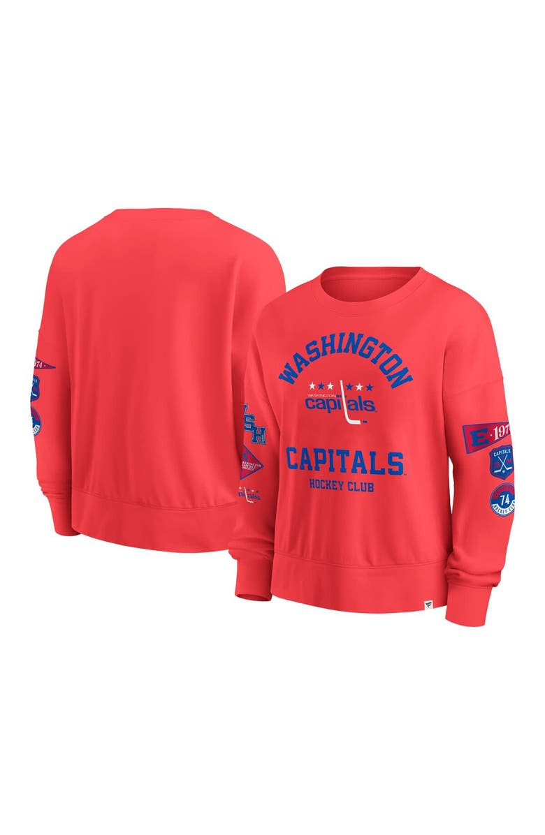 FANATICS Women's Fanatics  Red Washington Capitals Oversized Vintage Go Team Pullover Sweatshirt, Main, color, Red