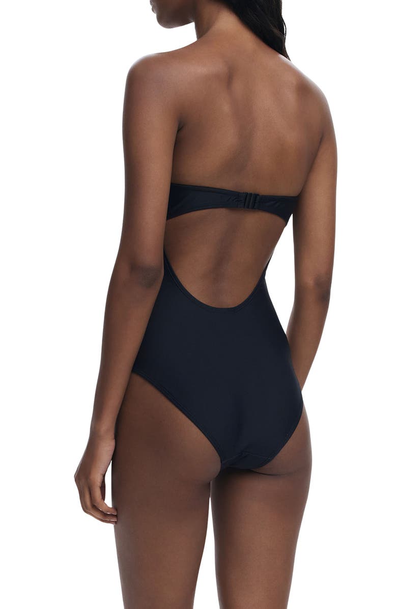 Desigual Placement Print One-Piece Swimsuit, Alternate, color, Black