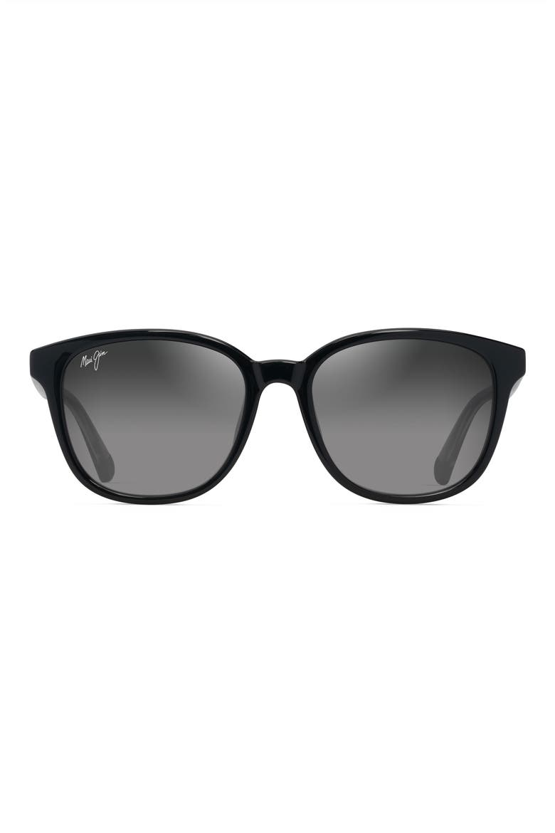Kuikahi 55mm Gradient PolarizedPlus2® Square Sunglasses, Main, color, SHINY BLACK W/TRANS LIGHT GREY