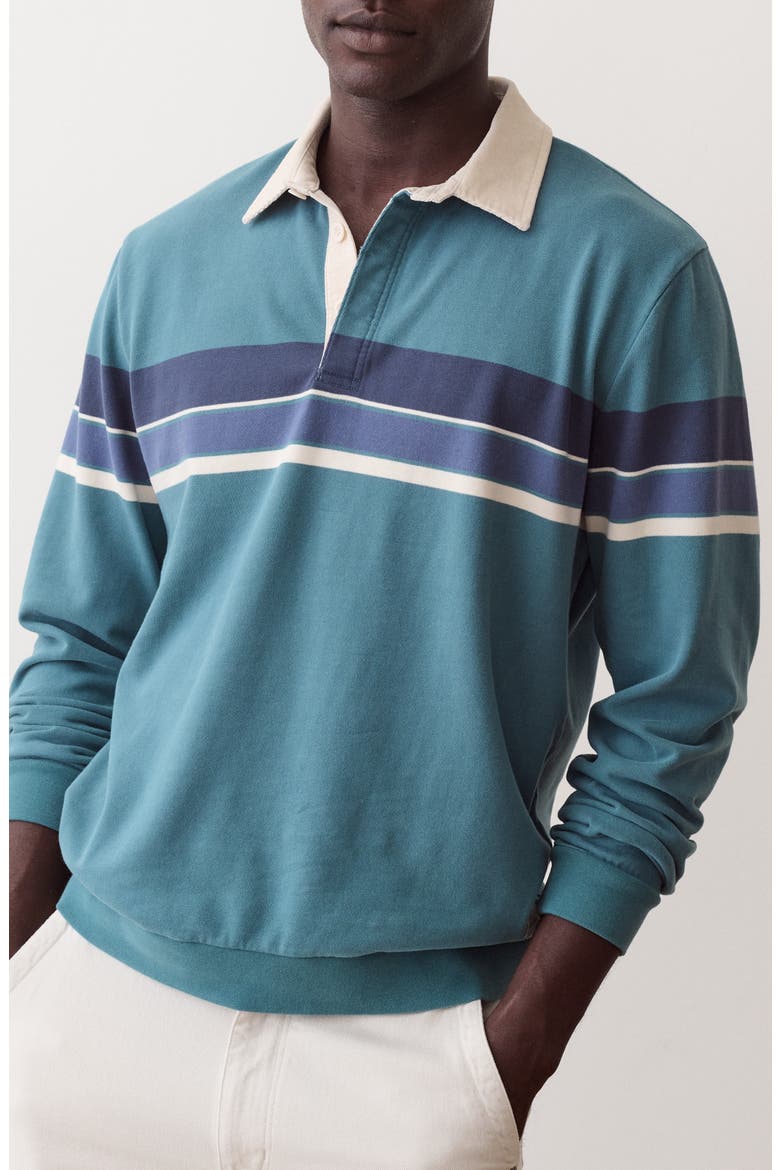 Stripe Organic Cotton Rugby Polo, Main, color, HYDRO