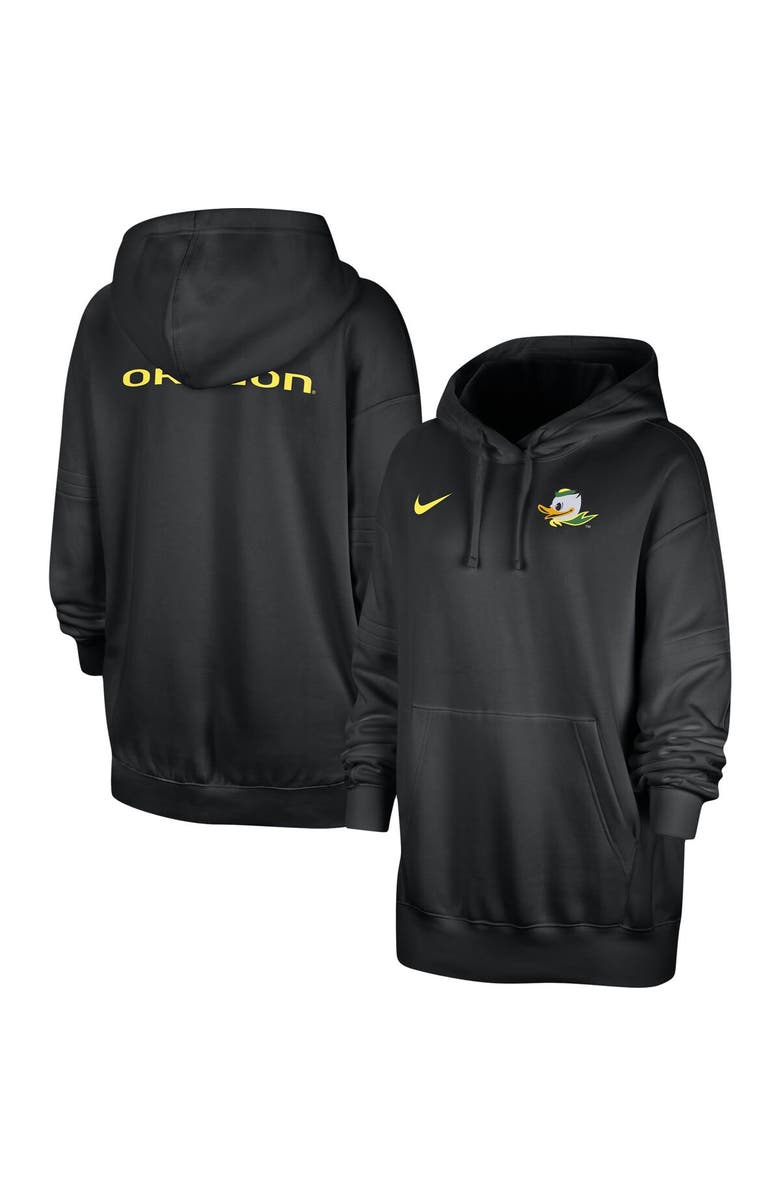 Nike Women's Nike Black Oregon Ducks Sideline Two-Hit Club Fleece Pullover Hoodie, Main, color,