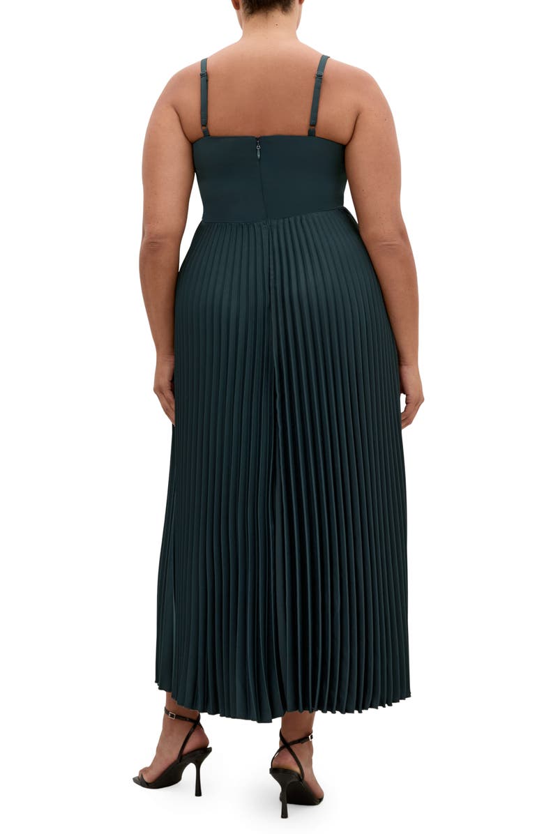 City Chic Ariana Pleated Sleeveless Dress, Alternate, color, Emerald