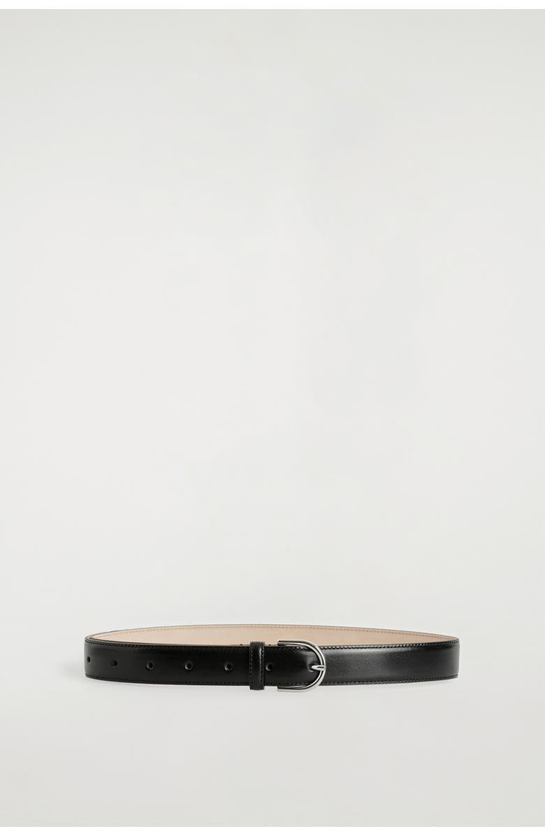 COS D-Buckle Leather Belt, Alternate, color, Black / Silver