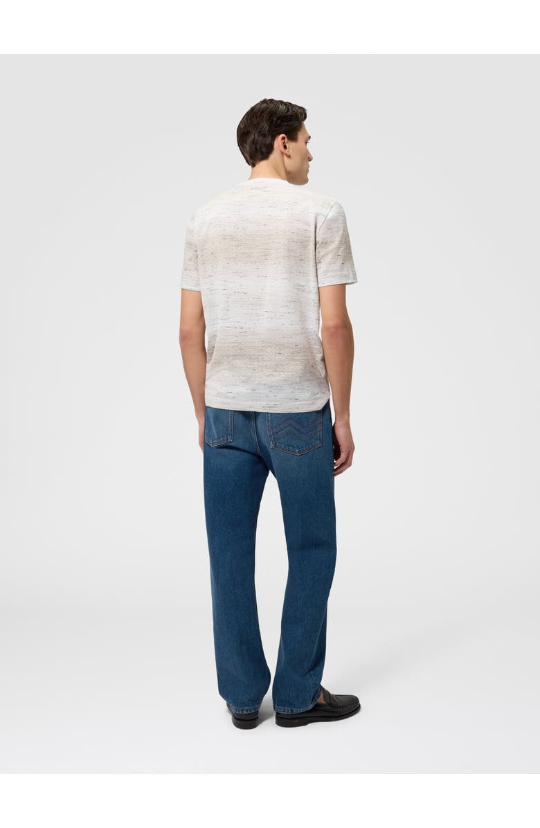 Missoni Crew-neck Cotton T-shirt With Jacquard Greek Motif, Alternate, color, Beige& White