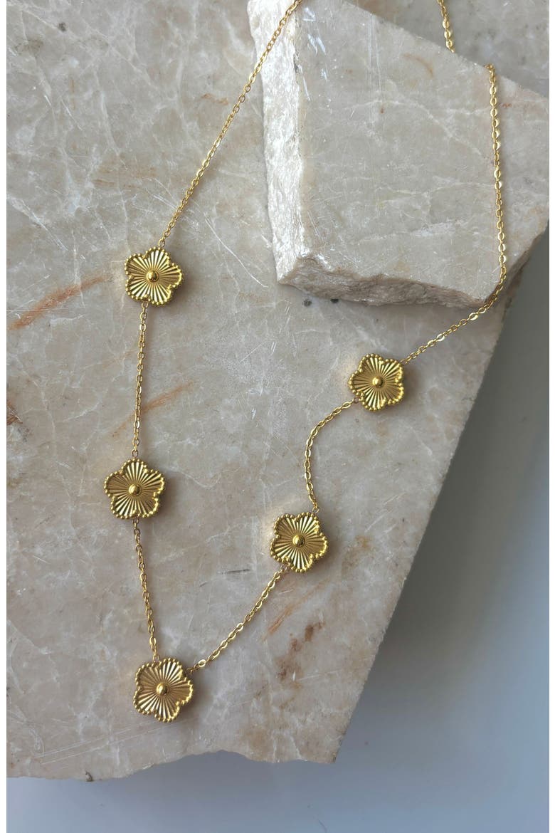Tarnish Resistant Flower Station Necklace, Alternate, color, GOLD