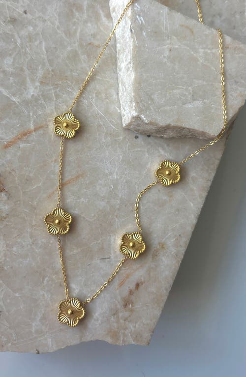 Adornia Tarnish Resistant 14k Yellow Gold Plated 5-leaf Clover Station Necklace In Gold