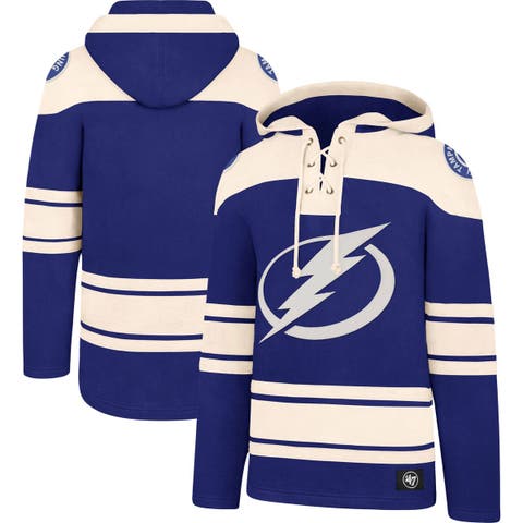 Men's '47 Blue Tampa Bay Lightning Superior Lacer Pullover Hoodie