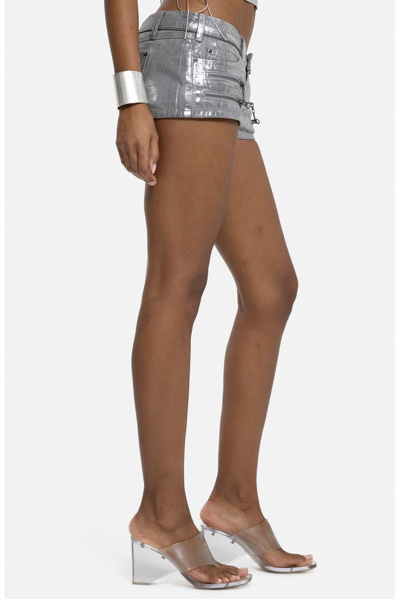 Foil Low Waist Micro Shorts, Alternate, color, GREY