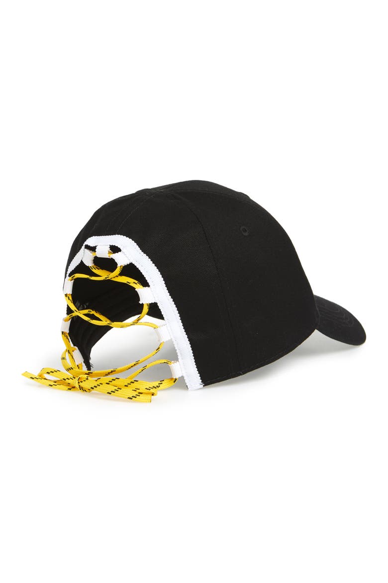 Lace Up Back Baseball Cap, Alternate, color, BLACK