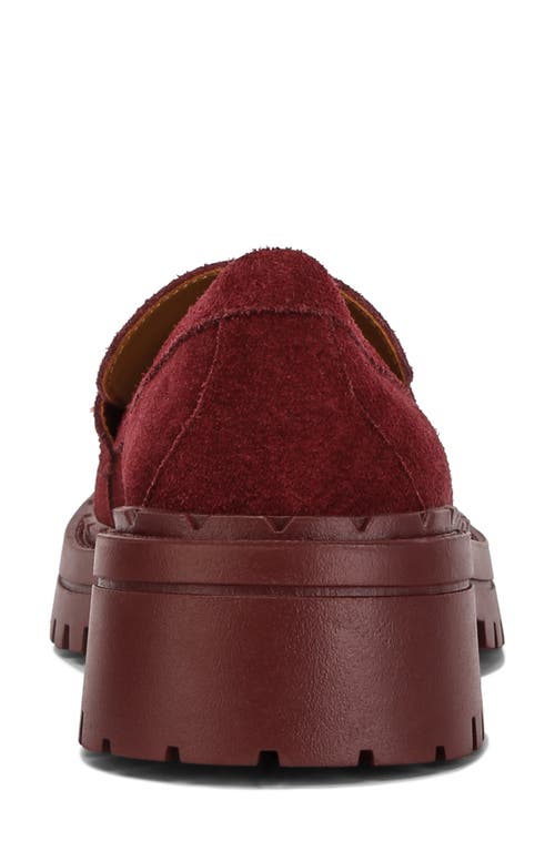 Rag & Co Women's Red Honora Suede Chunky Loafers In Burgundy In Burgundy
