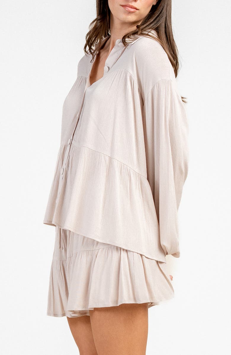 Beivy Tiered Button-Up Shirt, Alternate, color, Natural