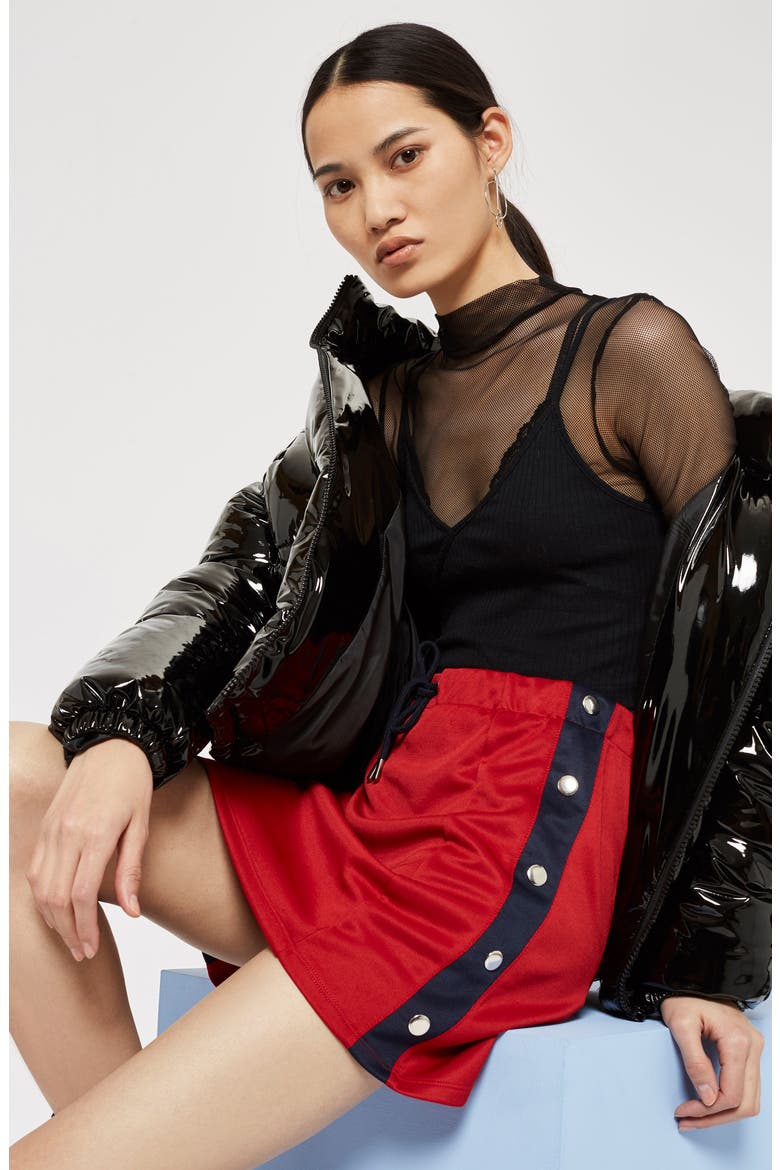 Sporty Popper Miniskirt, Alternate, color, RED MULTI