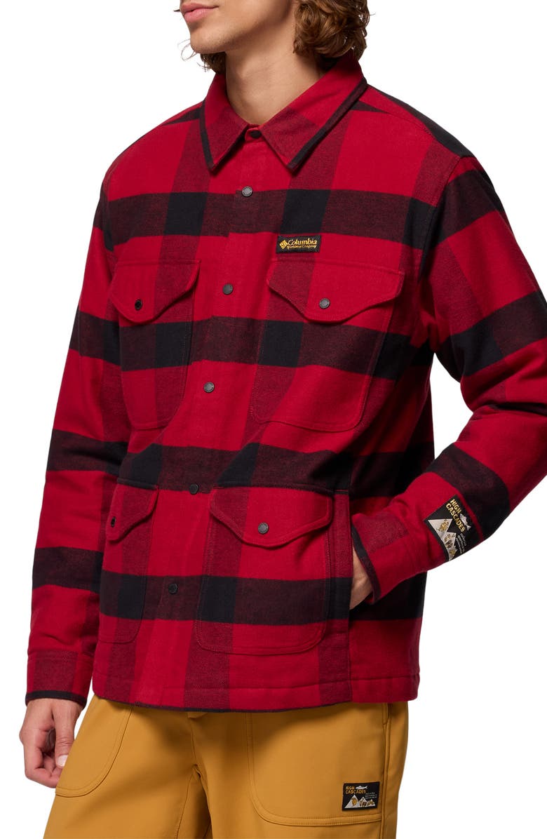 Columbia High Cascades Plaid Shirt Jacket, Alternate, color, Red Dahlia Tim Buff Plaid