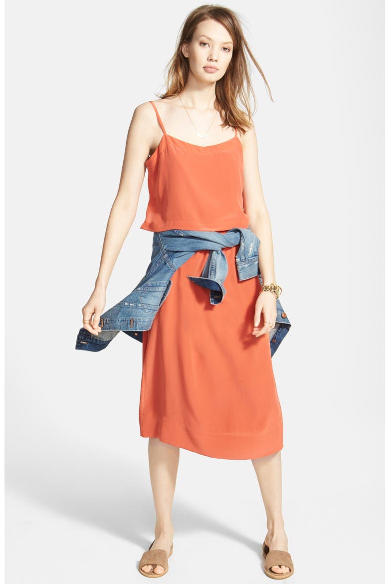 Camisole Overlay Silk Slipdress, Alternate, color, BURNT COPPER
