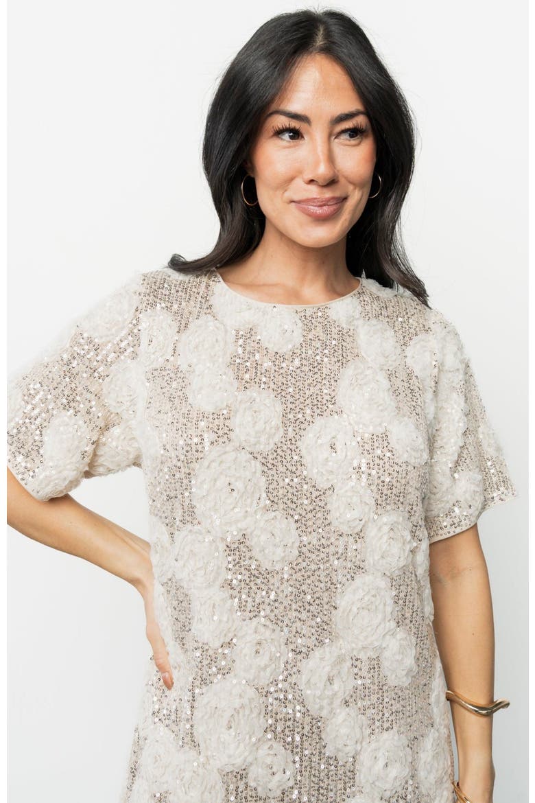 Rhea Sequin Short Dress, Alternate, color, Ivory