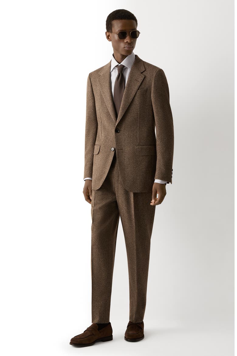 Grid Cotton Dress Shirt, Alternate, color, WHITE AND BROWN