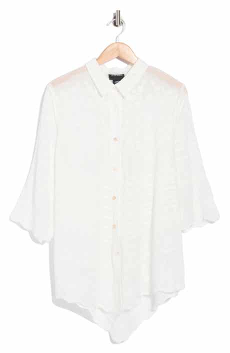 Embroidered Cotton Three-Quarter Sleeve Shirt