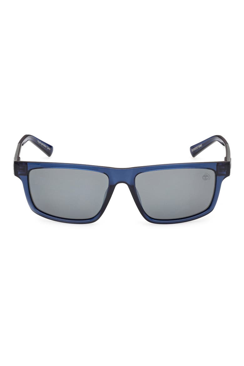 57mm Sunglasses, Main, color, SHINY BLUE / SMOKE POLARIZED