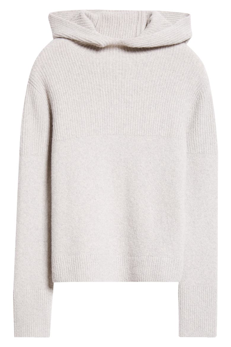 Greta Cashmere Blend Sweater Hoodie, Alternate, color, LIGHT GREY MELANGE