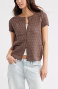 BP. Pointelle Short Sleeve Cardigan