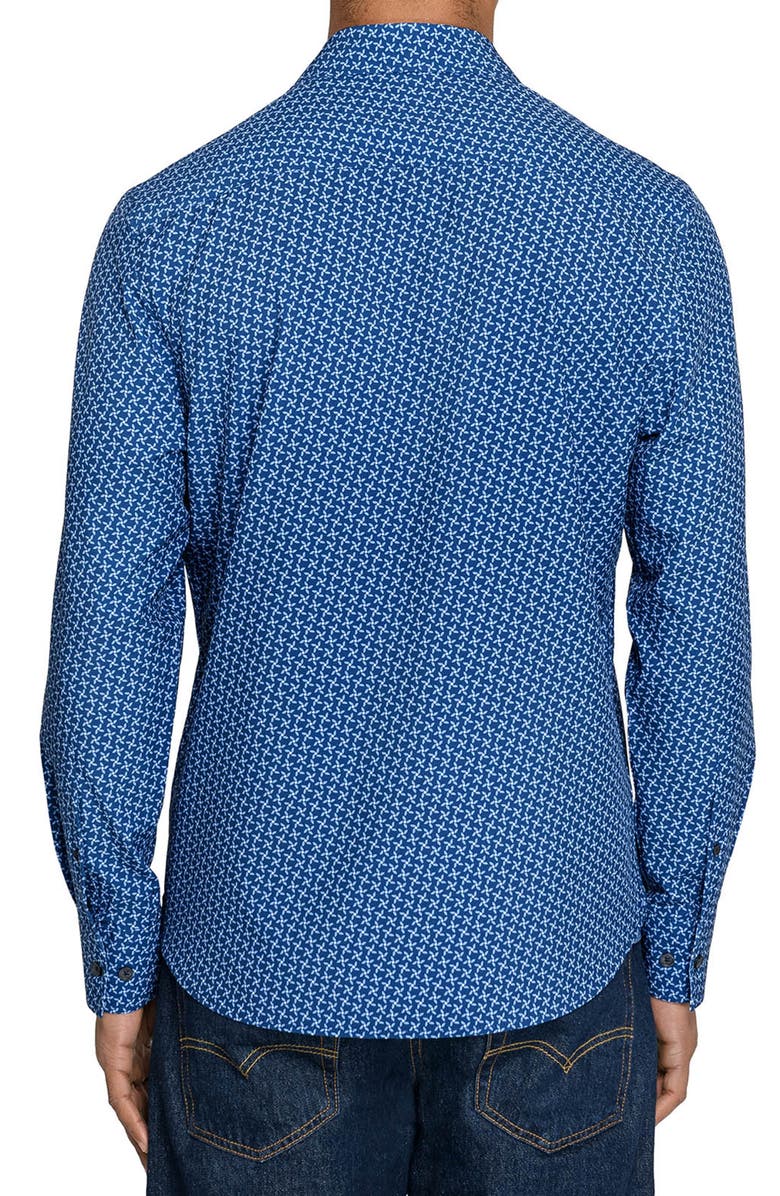 CONSTRUCT Slim Fit Pinwheel Floral Performance Long Sleeve Shirt, Alternate, color, Navy