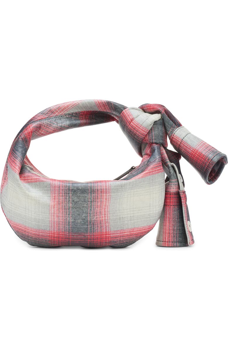 Bottega Veneta Mini Jodie Stripe Shirt Leather Top Handle Bag, Alternate, color, Grey/ Red/ Black/ Silver