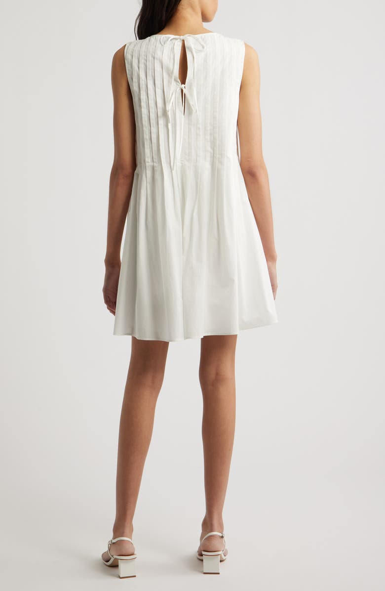 Charles Henry Pleated Sleeveless Cotton Minidress, Alternate, color, Ivory