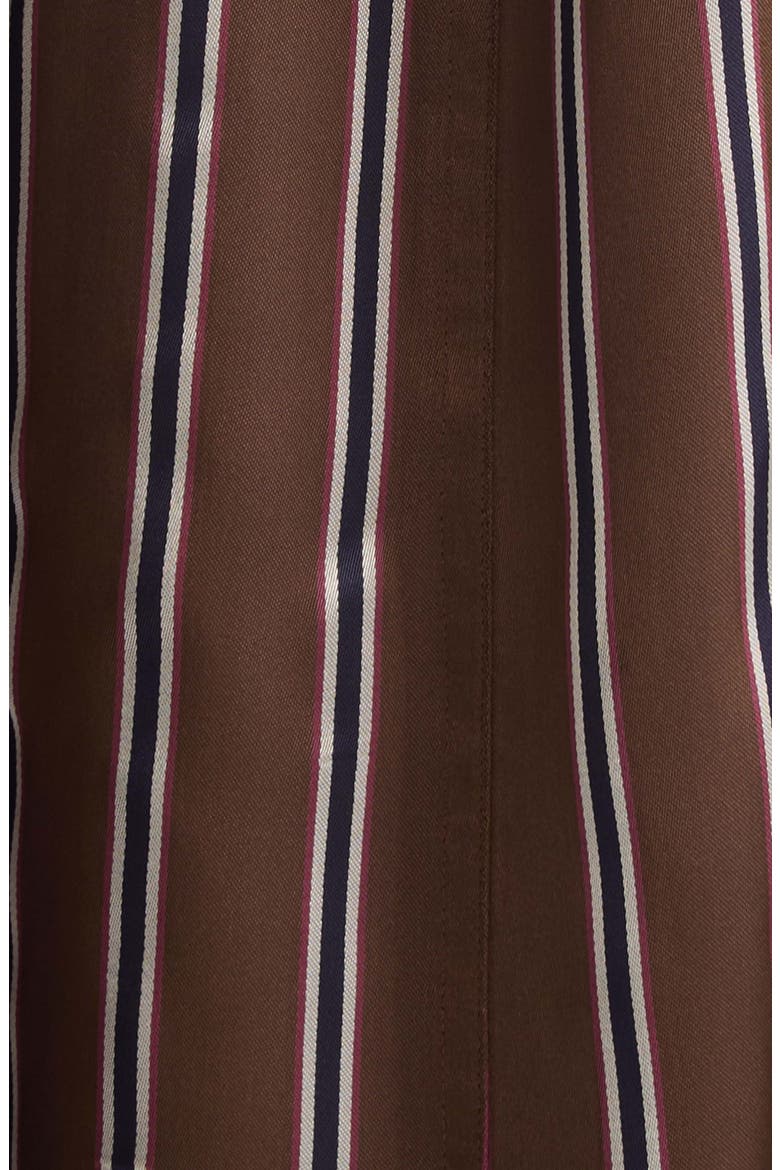 Stripe Long Sleeve Satin Midi Shirtdress, Alternate, color, BROWN MULTI